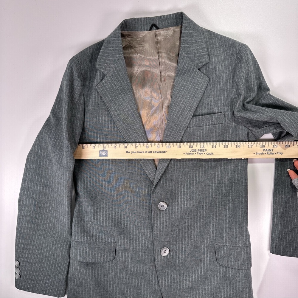 Yves Saint Laurent Boys Vintage Pinstripe Blazer Sage Gray Size 14 - Picture 9 of 11